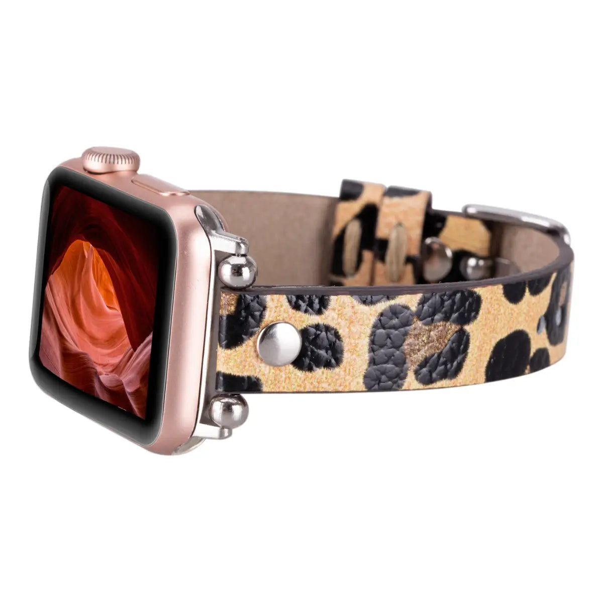 Leopard Pattern Leather Ultra Slim Apple Watch Band
