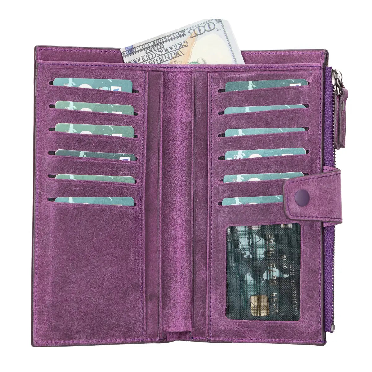 Women's Zipper Wallet-Purple (Lozan)