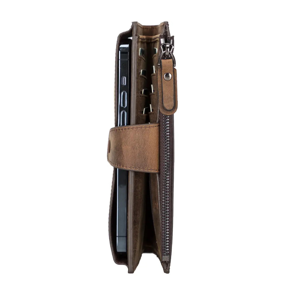 Women's Zipper Wallet-Distressed Brown (Lozan)
