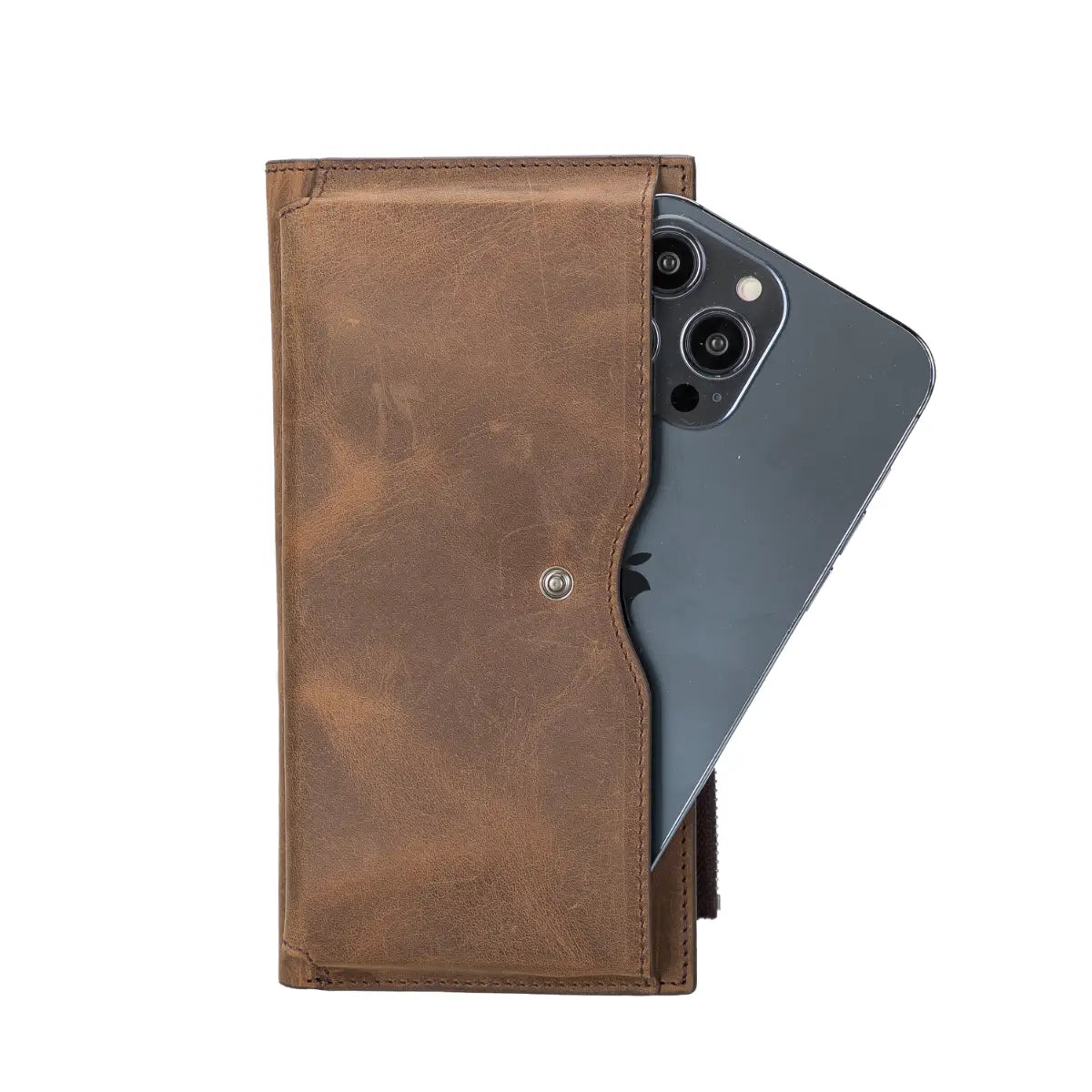 Women's Zipper Wallet-Distressed Brown (Lozan)