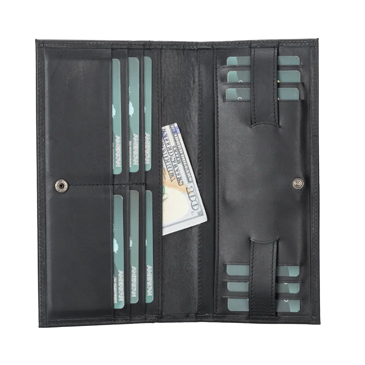 Unisex Leather Organizer Wallet-Black