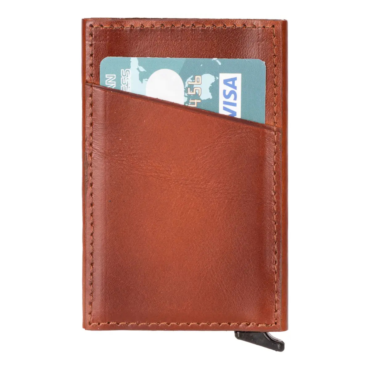 luxury leather card holder burnished tan