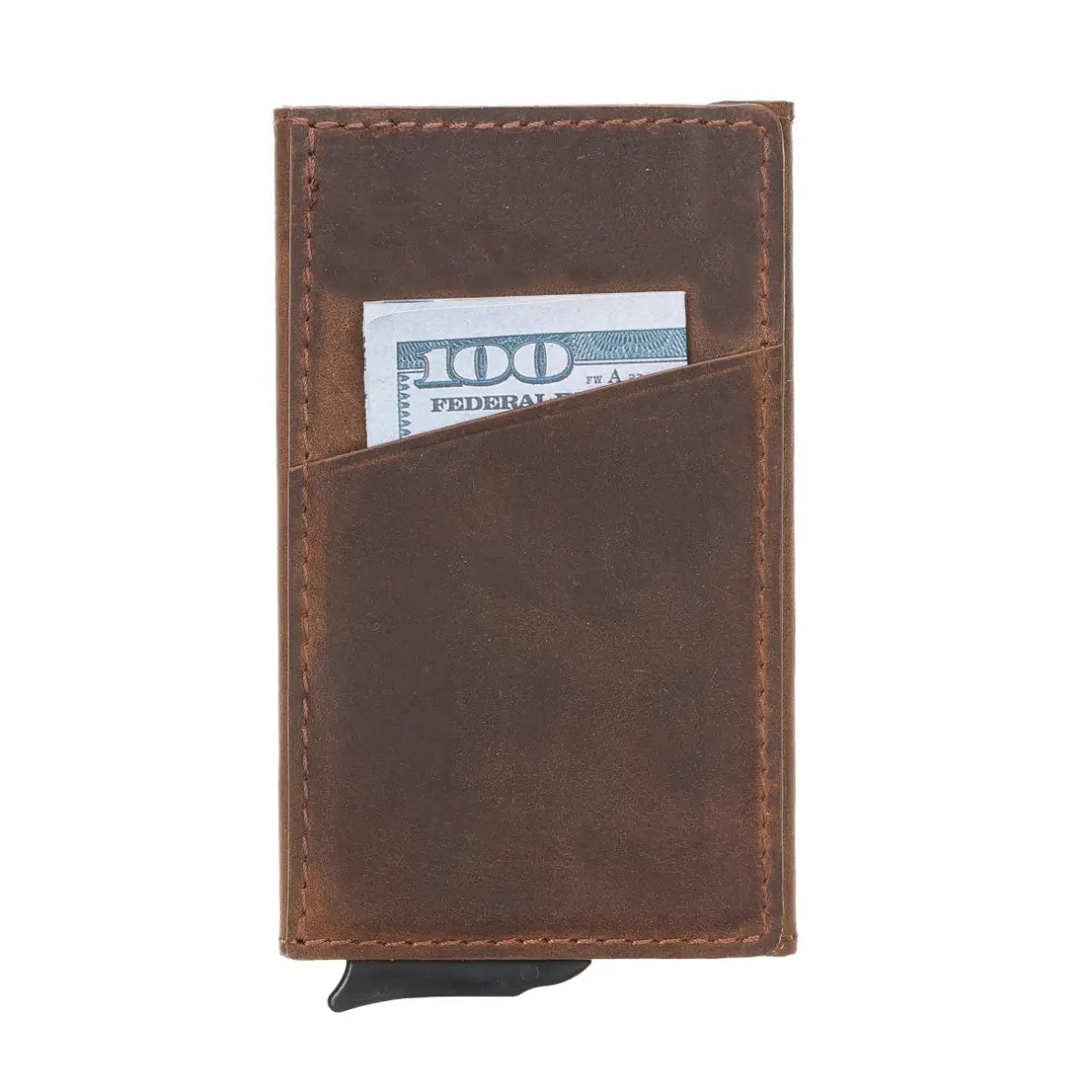 slim leather card holder front pocket size