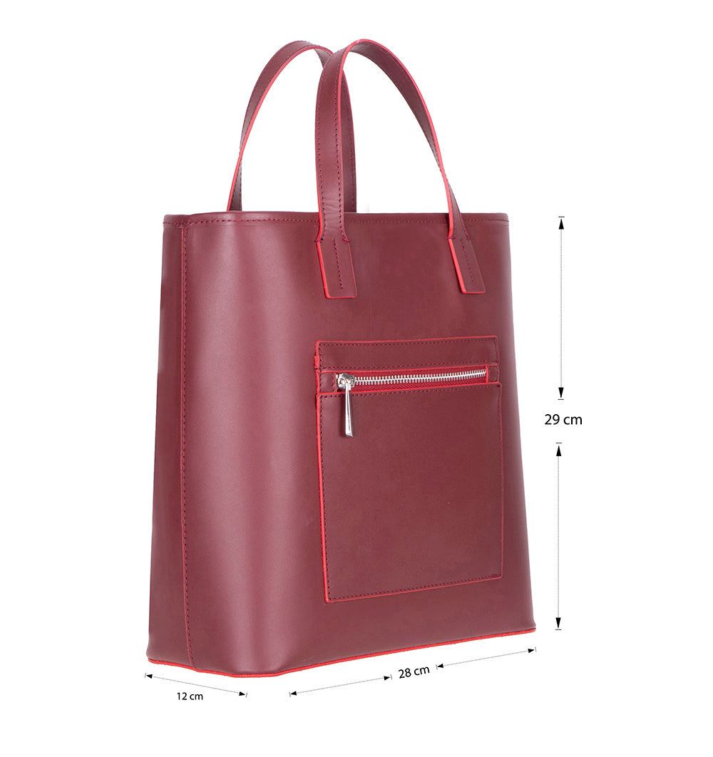 Valetto Leather Tote Bag - Bordeaux