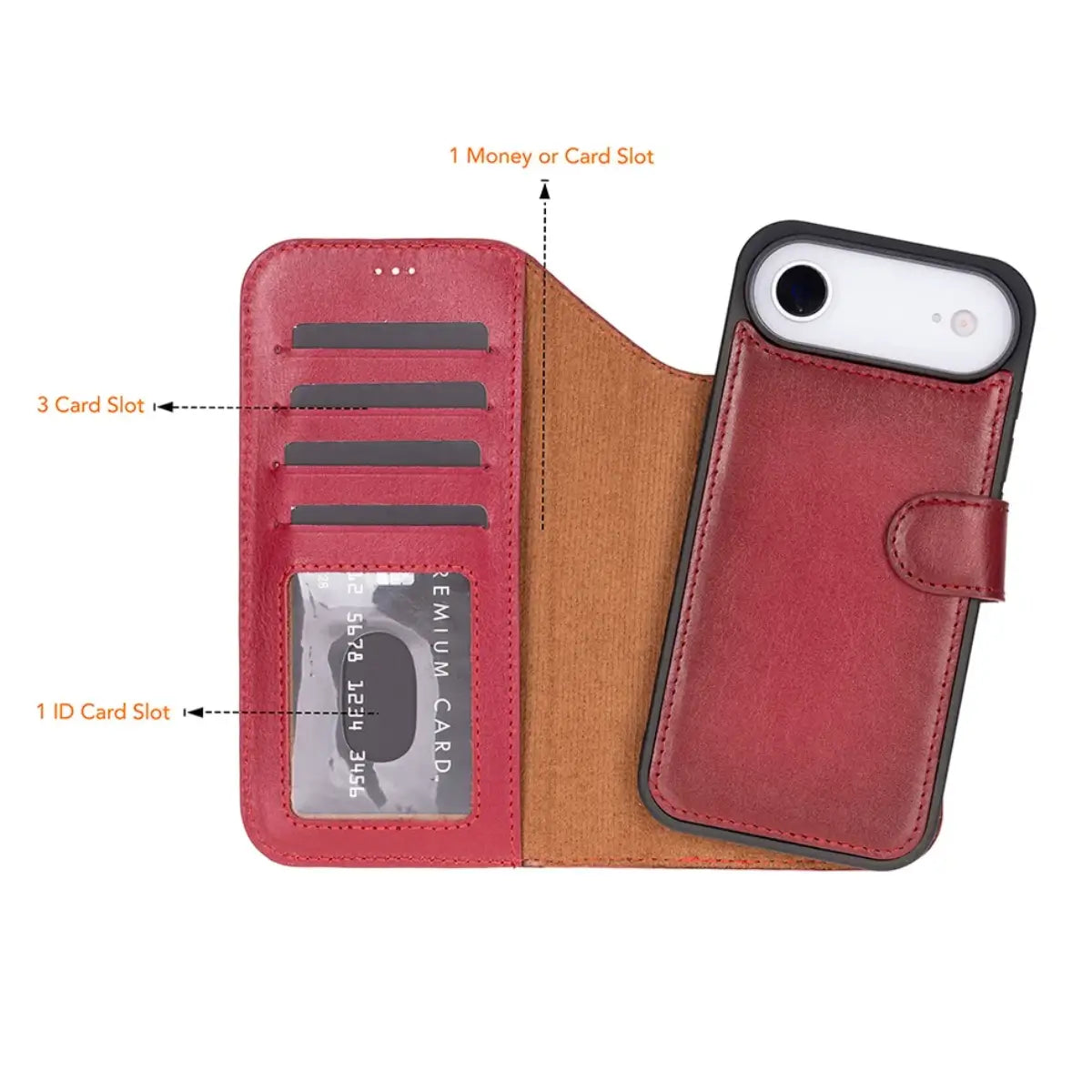 iPhone 17 Air Leather Case – Burnished Red (Vero)