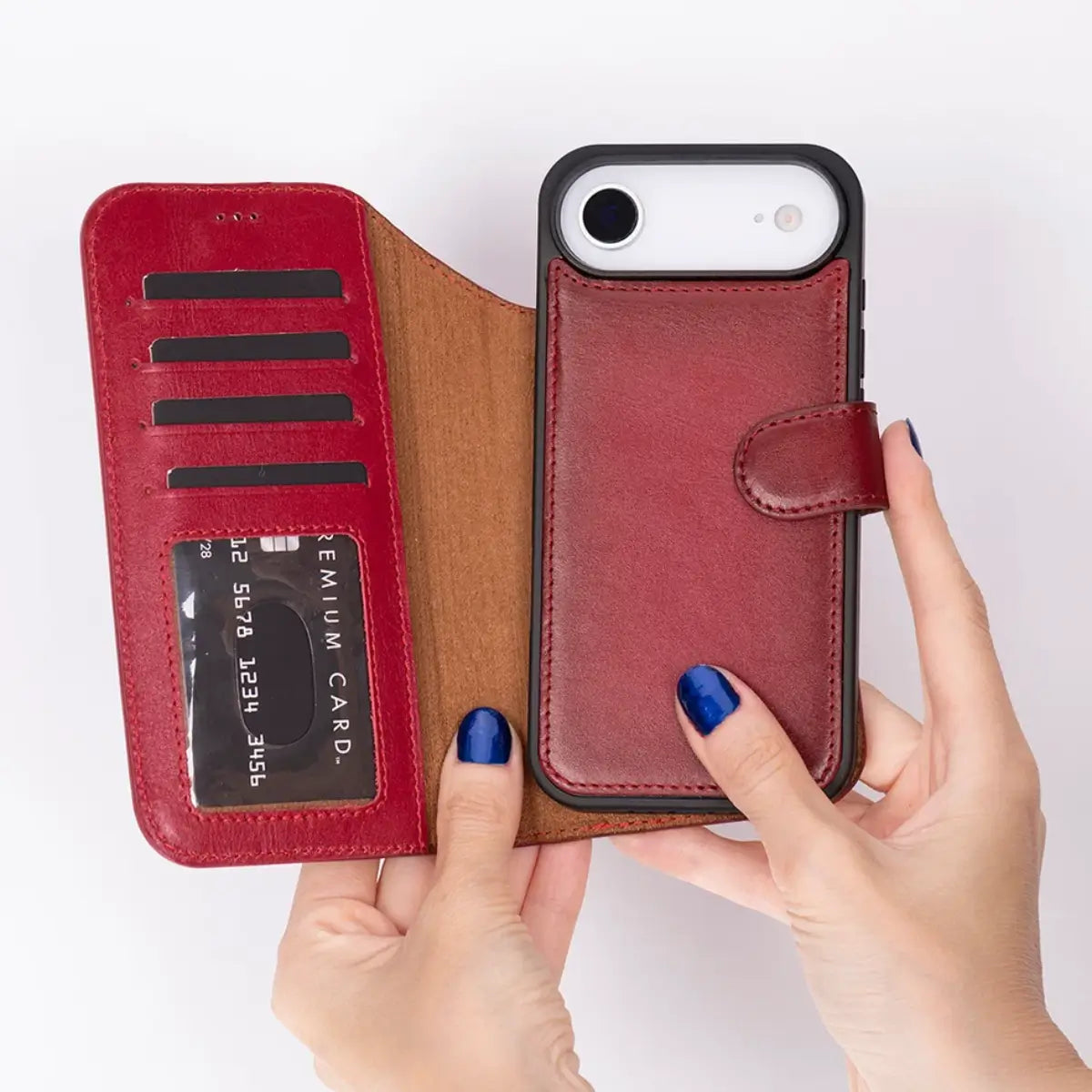iPhone 17 Air Leather Case – Burnished Red (Vero)