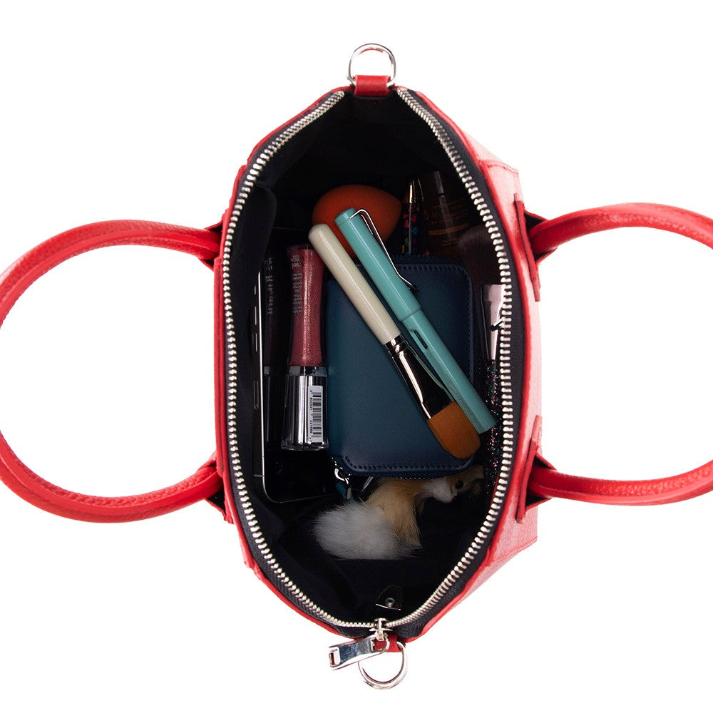 Alessia Women's Leather Bag, Red, Small