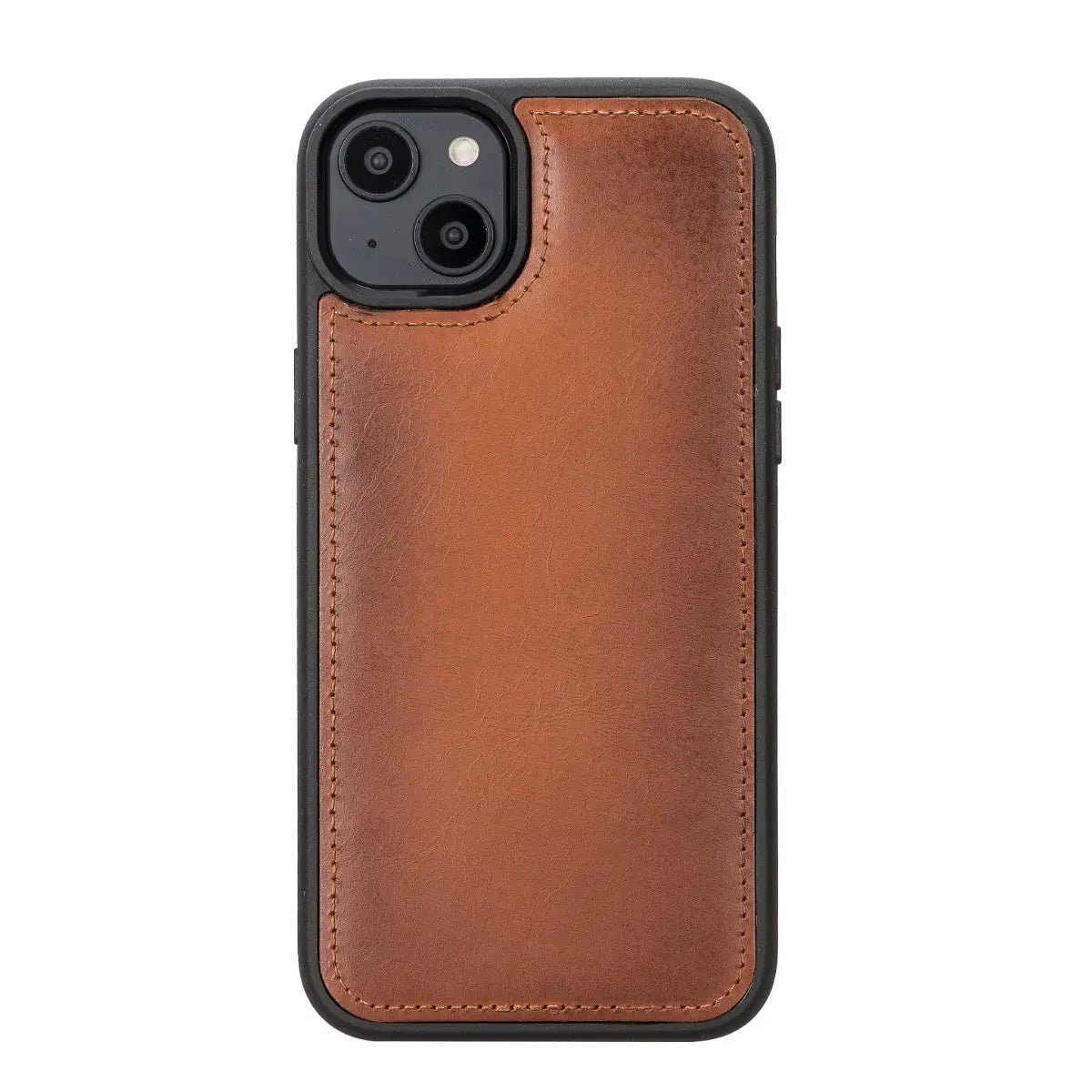 Tan Leather Regular iPhone 13 Snap On Cover Case- O2 Leather