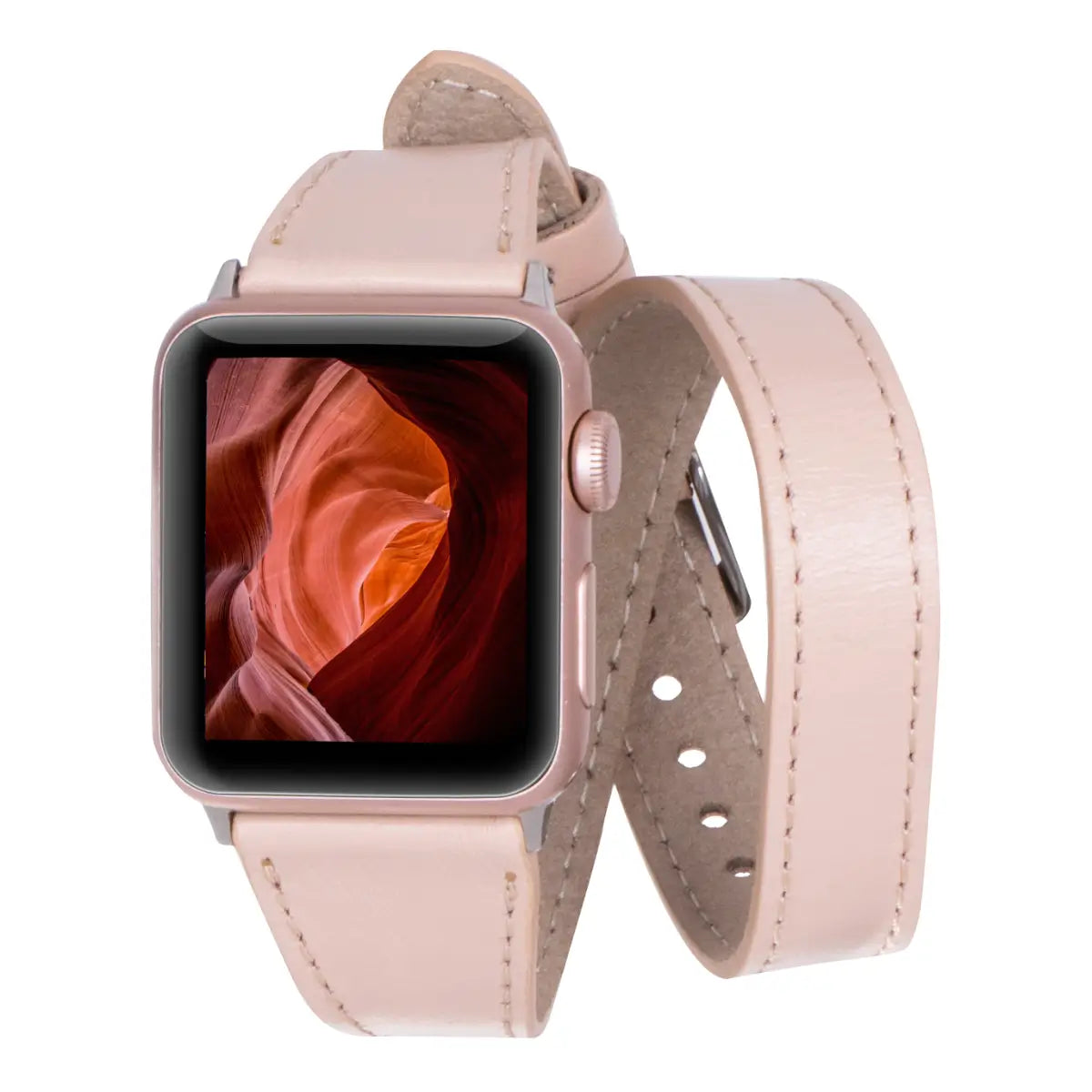 Nude Leather Double Tour Slim Apple Watch Band