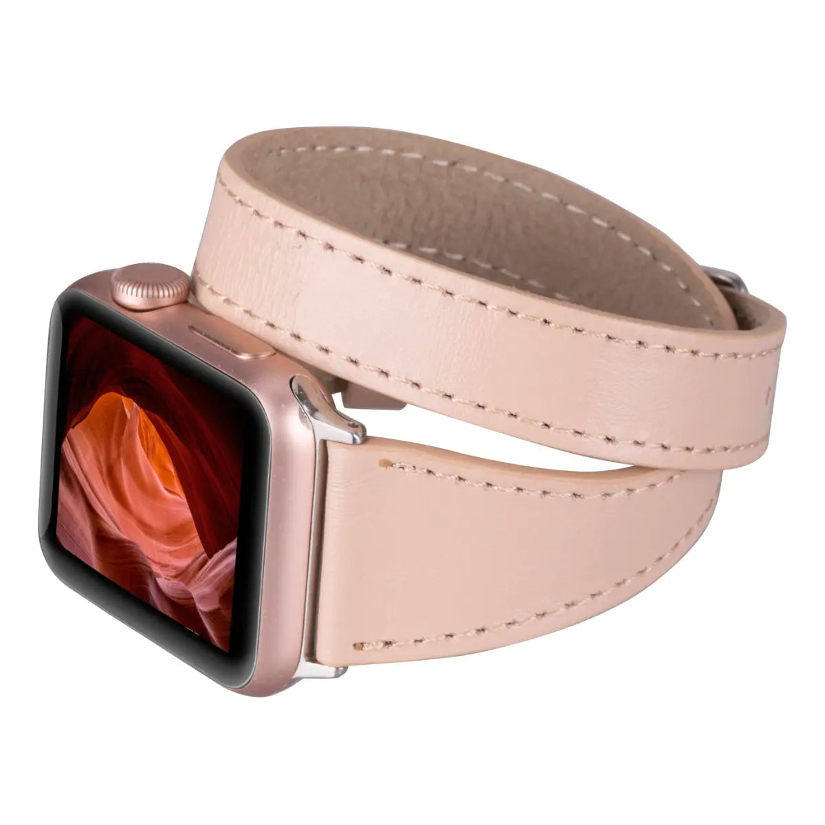 Nude Leather Double Tour Slim Apple Watch Band