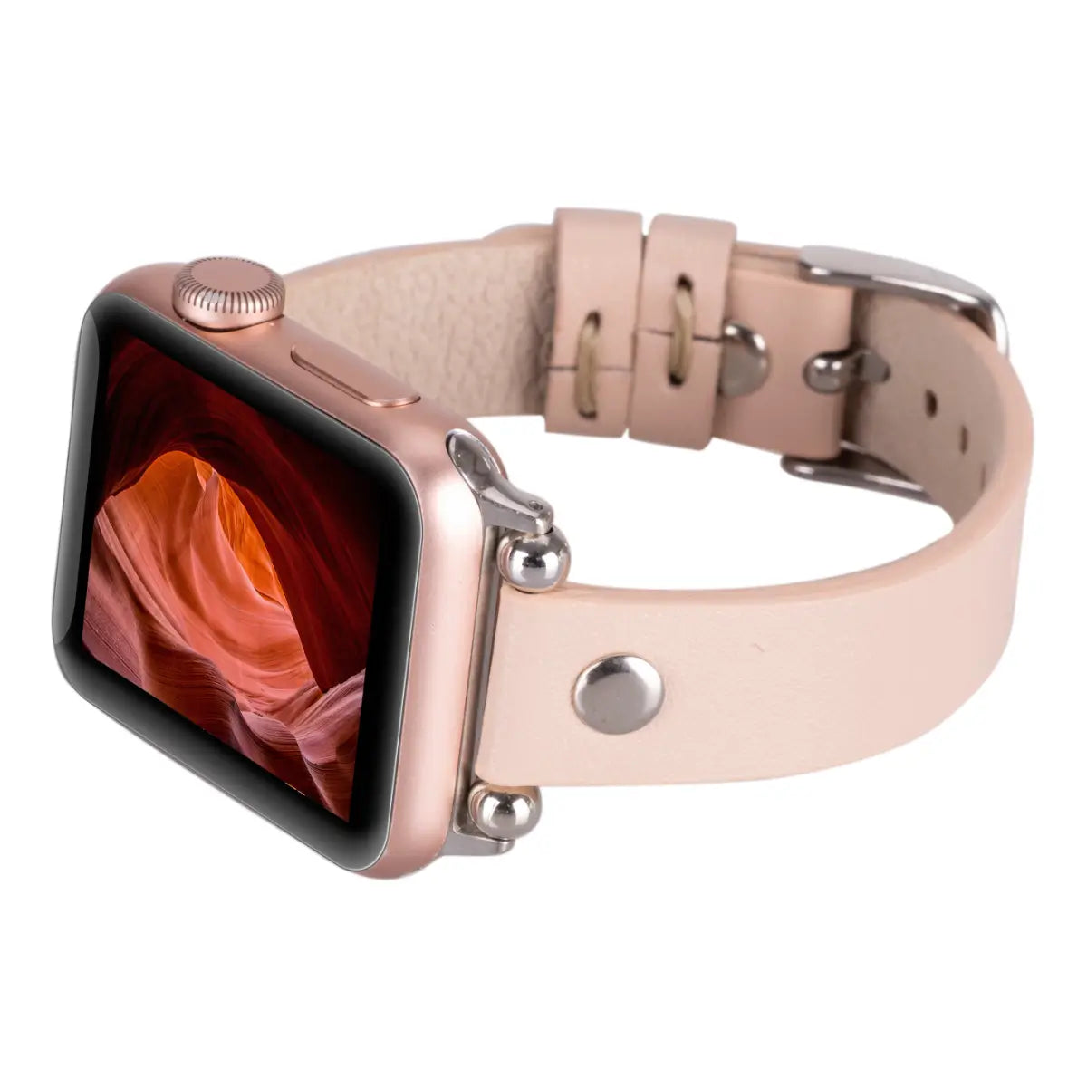 Nude Pink Leather Ultra Slim Apple Watch Band