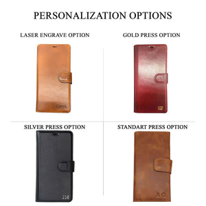 Burnished Tan Leather Magnetic Wallet Case for iPhone 15 Pro MAX (6.7"), Prestige