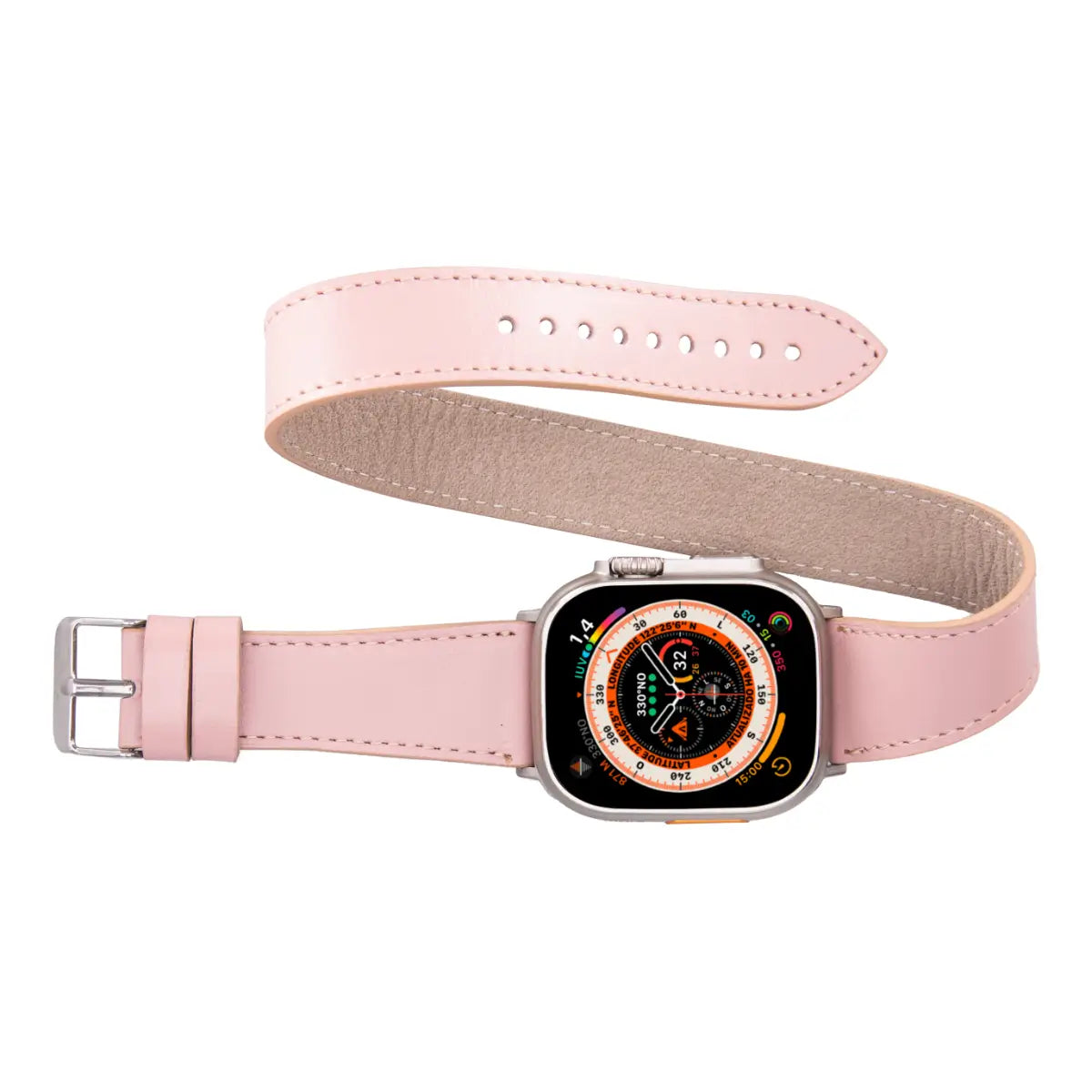 Pink Leather Double Tour Apple Watch Band