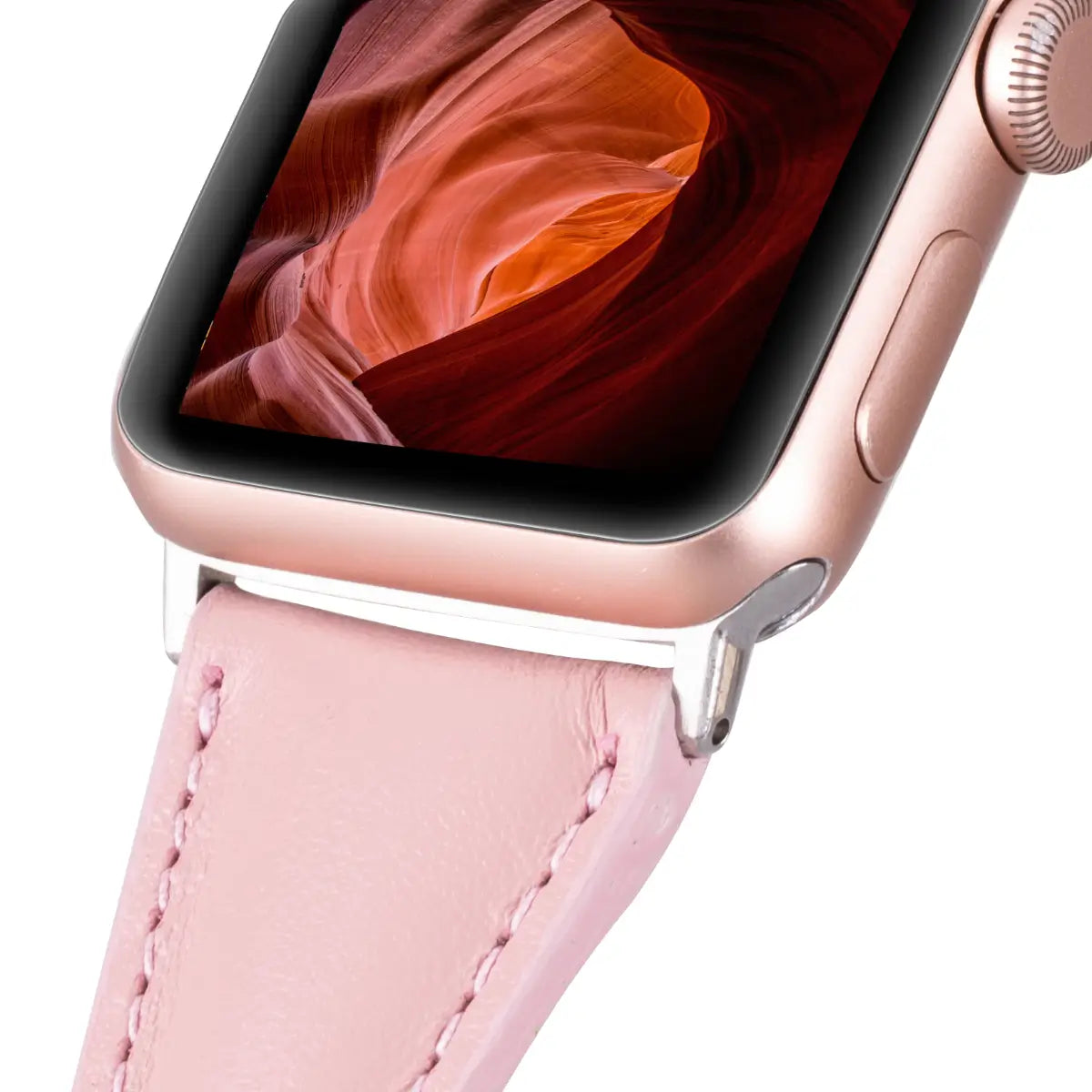 Pink Leather Slim Apple Watch Band