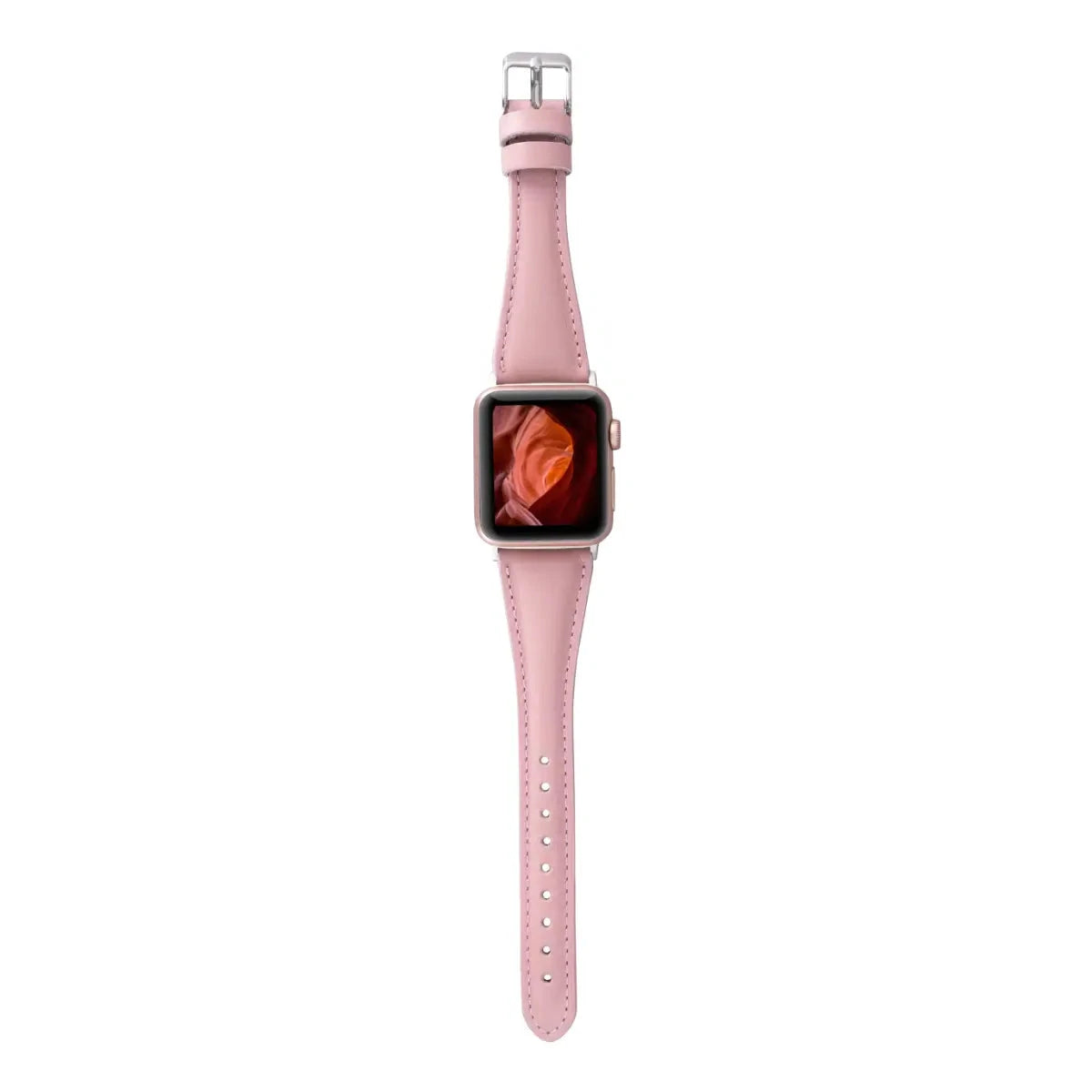 Pink Leather Slim Apple Watch Band