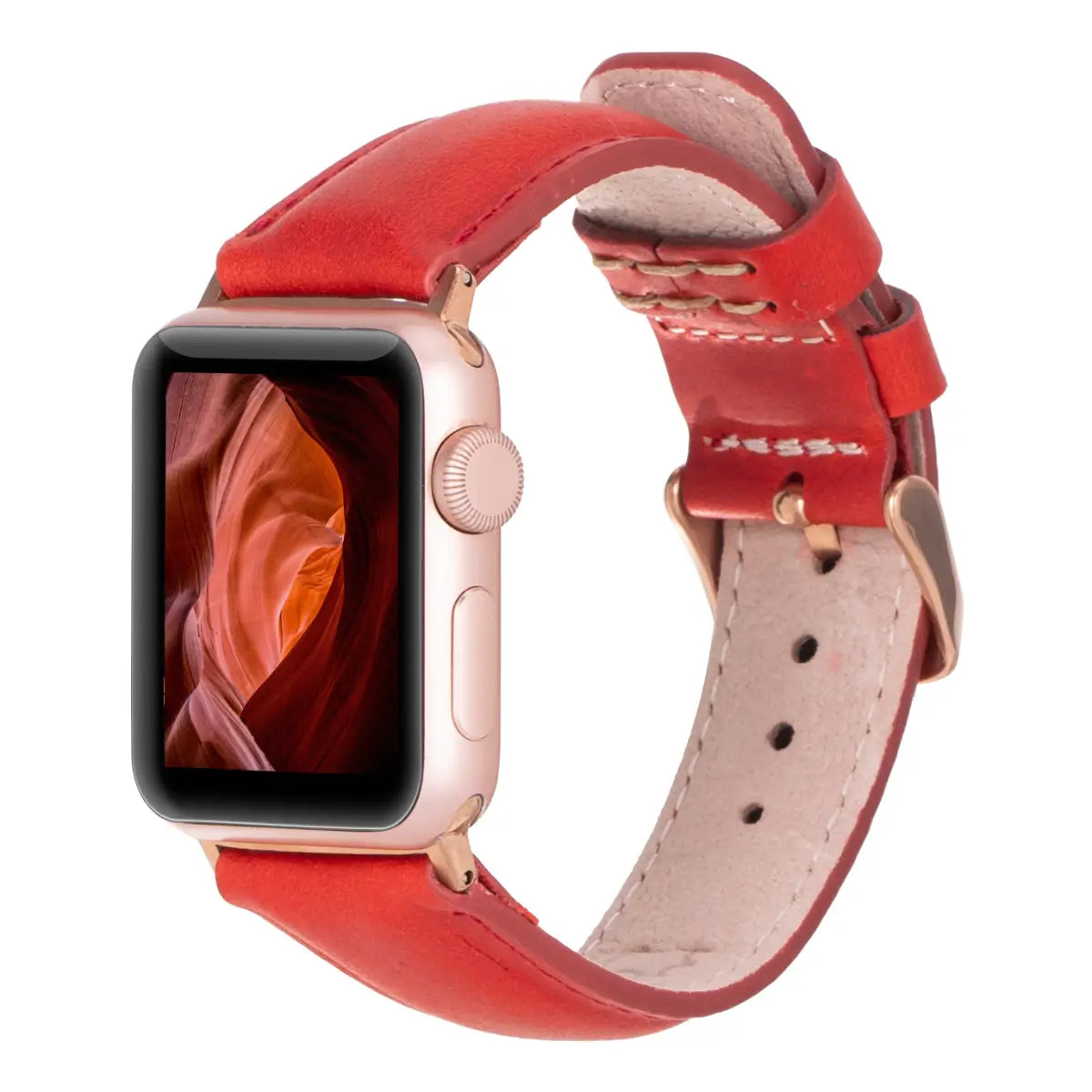 Red Leather Classic Apple Watch Band
