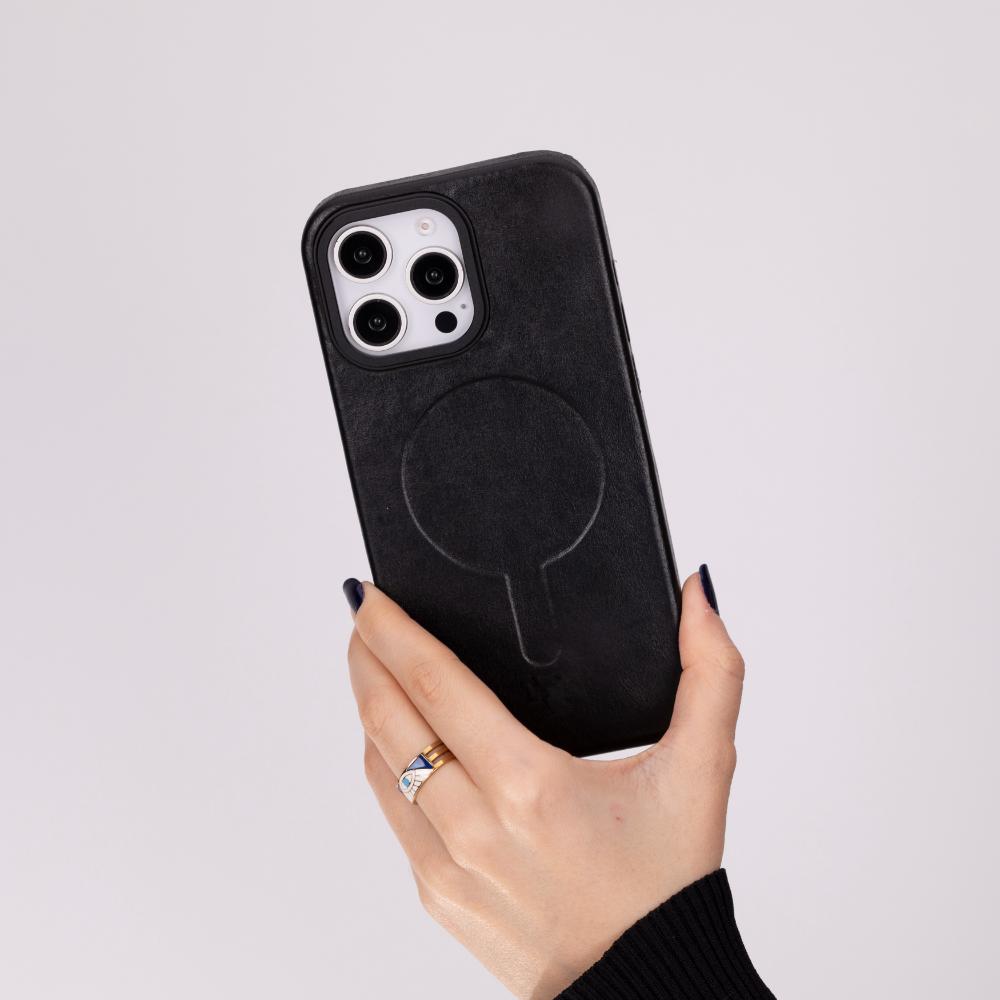Rivo iPhone 16 Pro Max Black Leather Case