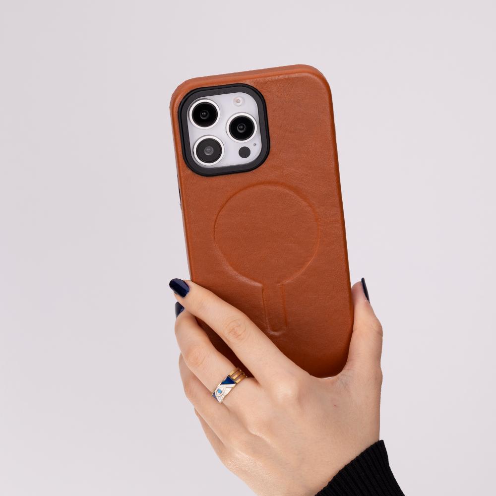 Rivo iPhone 16 Pro Max Burnished Tan Leather Case