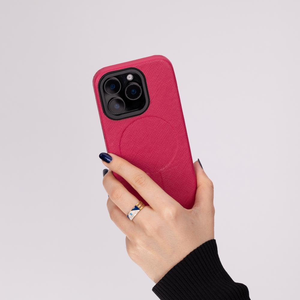 Rivo iPhone 16 Pro Max Leather Case, Bubblegum