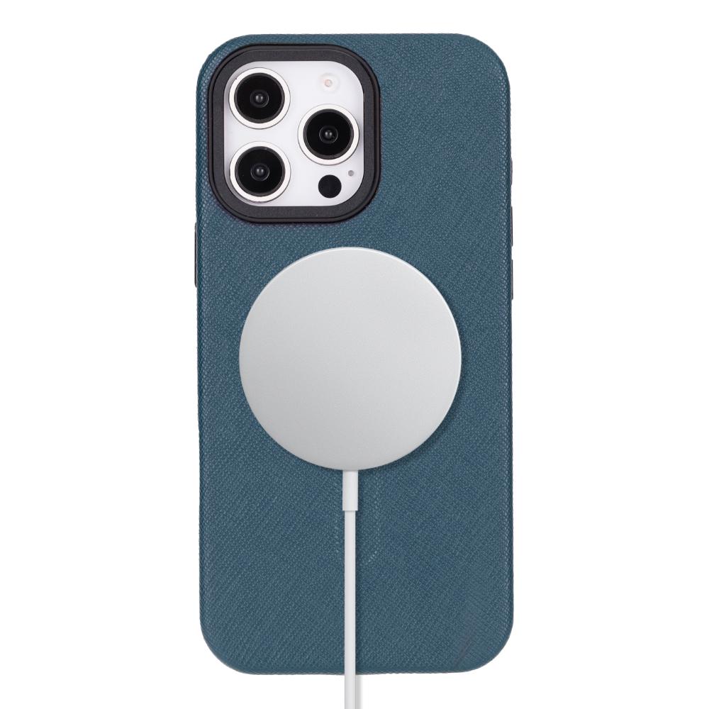 Rivo iPhone 16 Pro Max Leather Case, Textured Teal