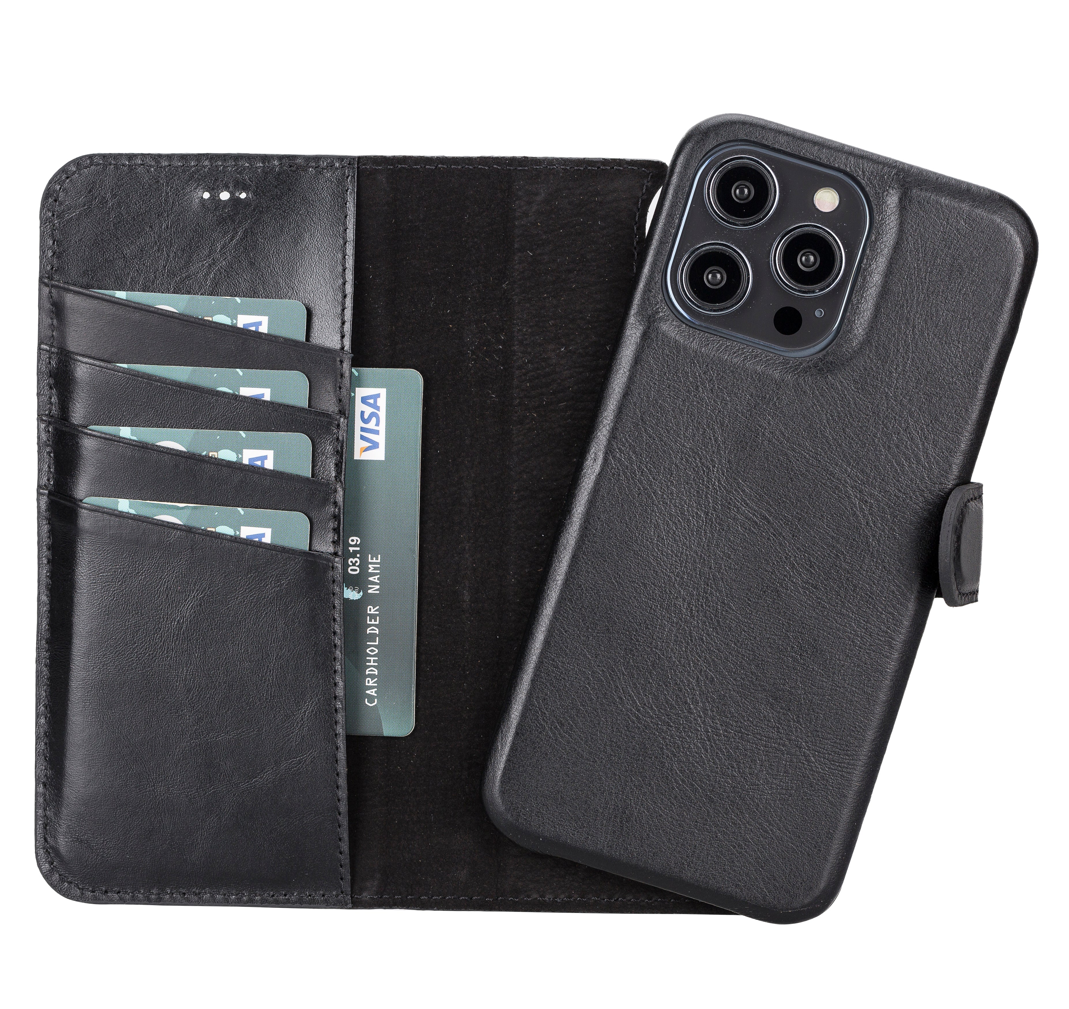Casper Leather Detachable Wallet for iPhone 15 iPhone 15 Pro / Black