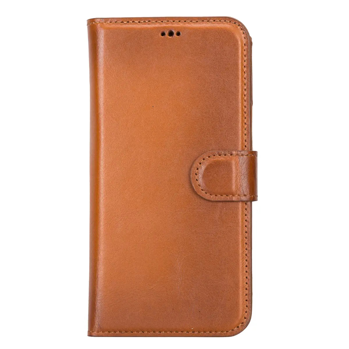 Burnished Tan Leather Magnetic Wallet Case for iPhone 14 Plus, Prestige
