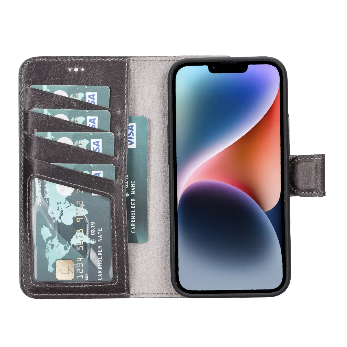 iPhone 14 Plus Leather Case – Dark Gray (Vero)