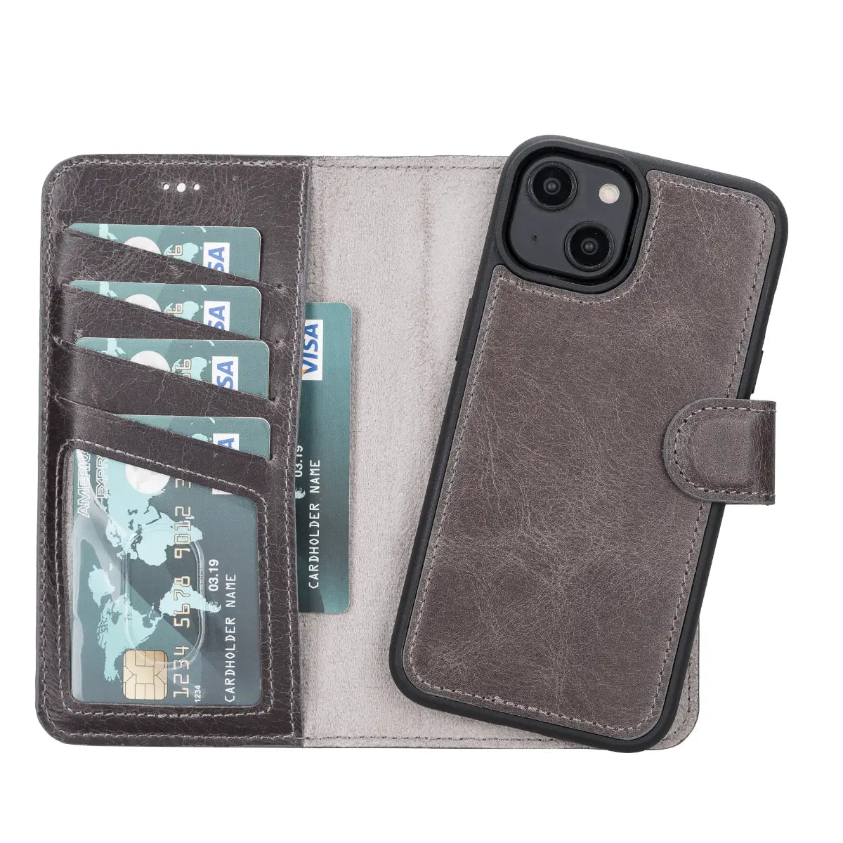 iPhone 14 Plus Leather Case – Dark Gray (Vero)