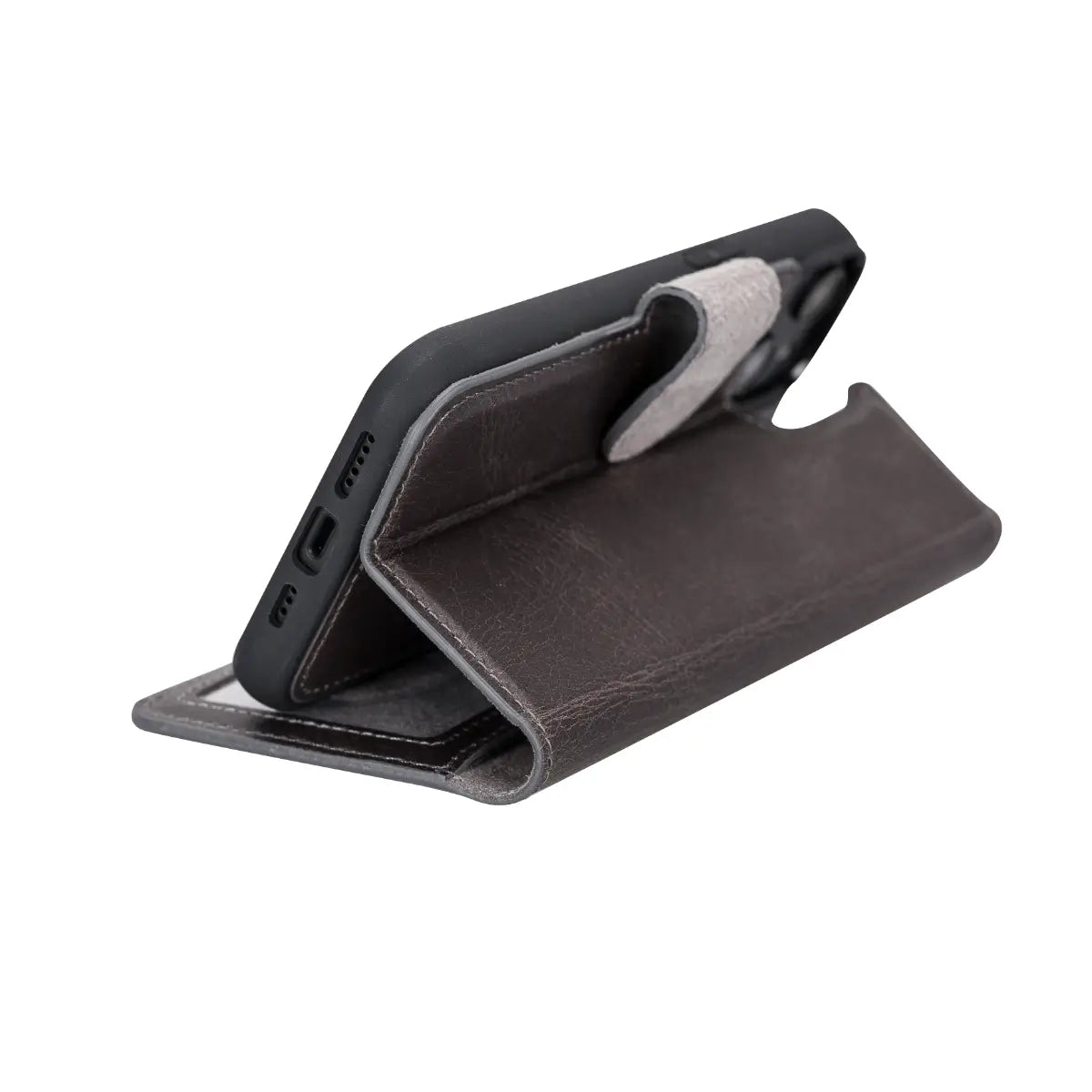 iPhone 14 Plus Leather Case – Dark Gray (Vero)