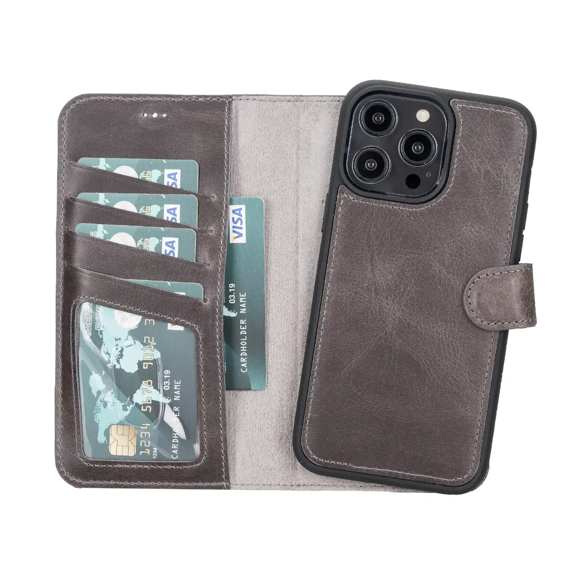 iPhone 14 Pro Max Leather Case – Dark Gray (Vero)