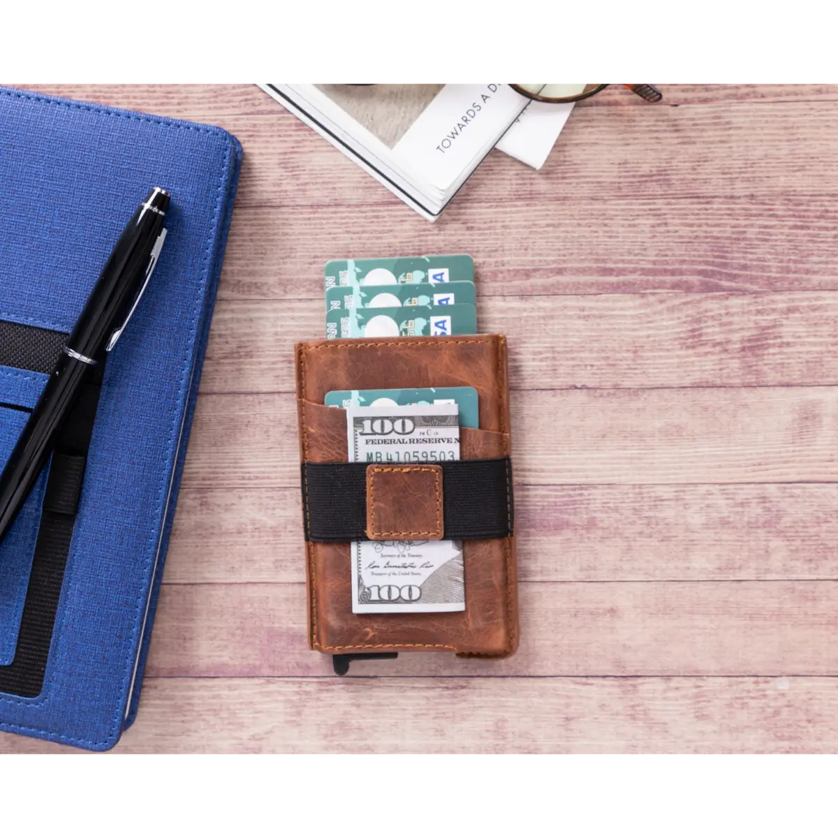 Thomson Luxury Leather Card Holder-Distressed Brown