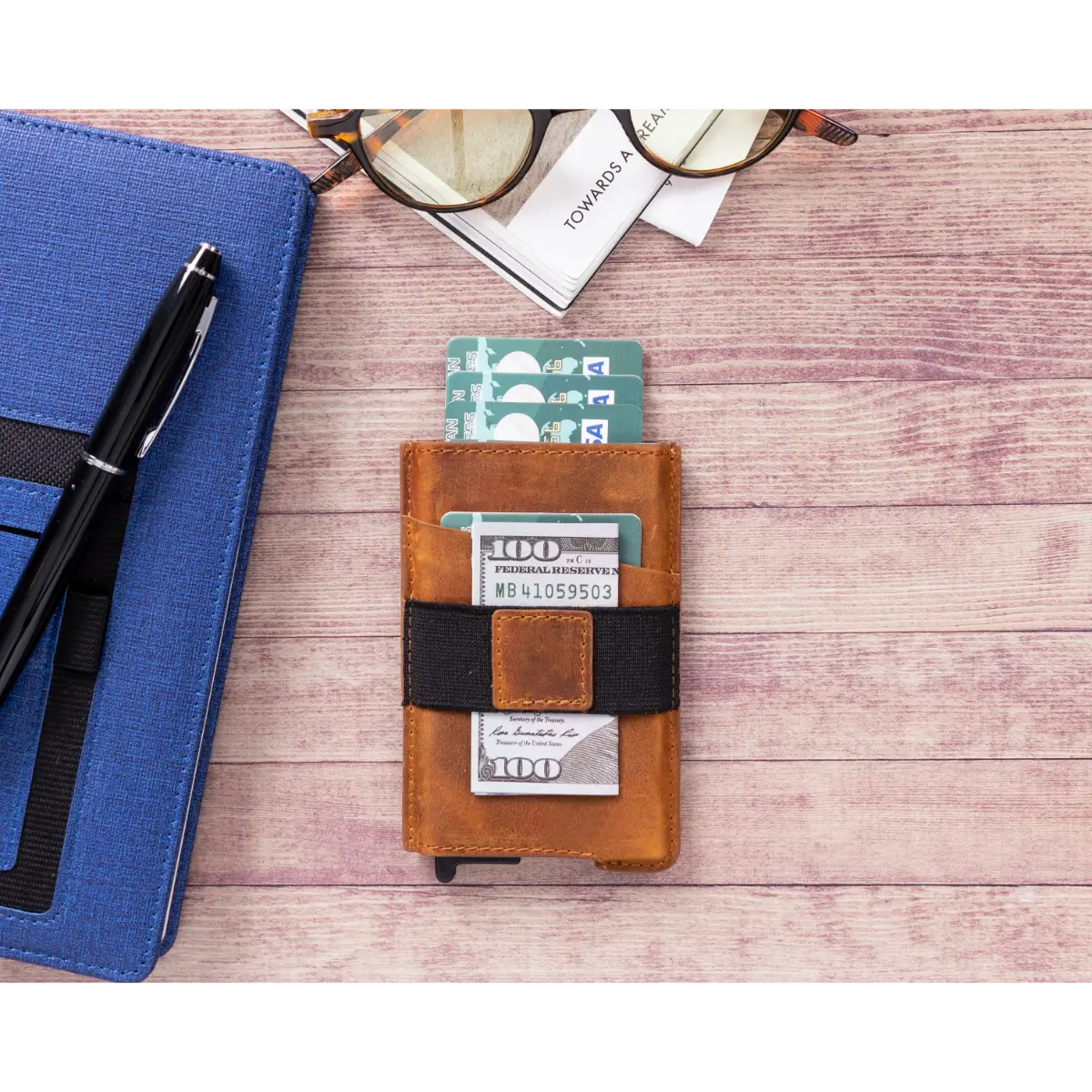 Thomson Luxury Leather Card Holder-Camel Brown