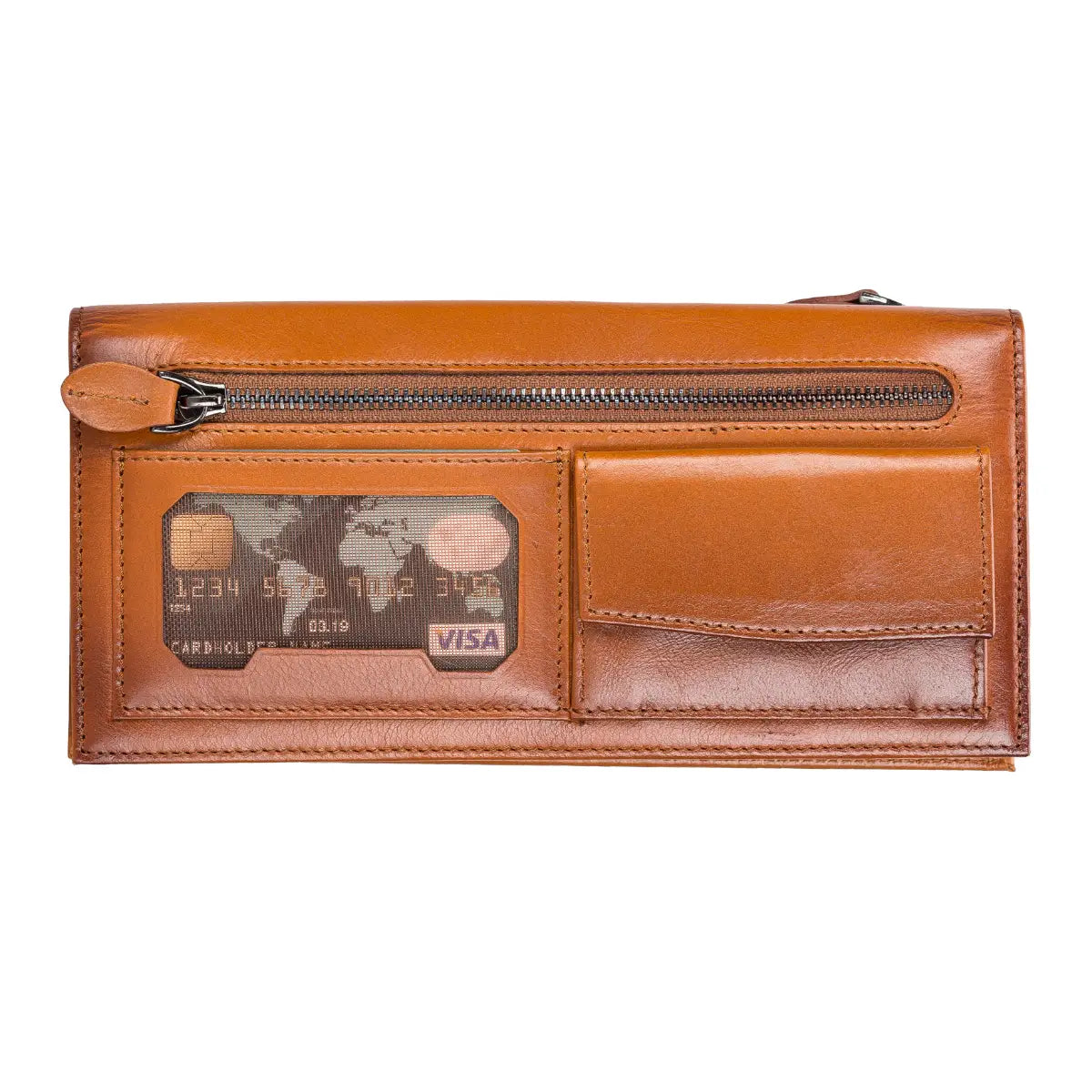 Unisex Leather Organizer Wallet-Burnished Tan