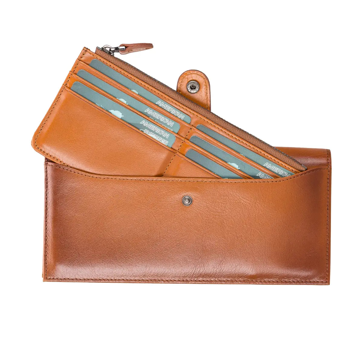 Unisex Leather Organizer Wallet-Burnished Tan