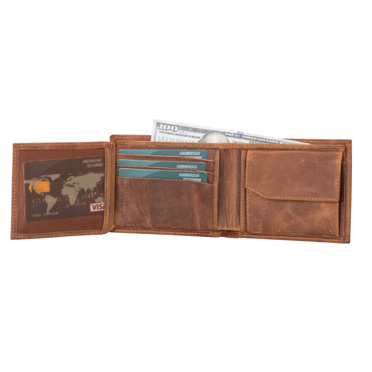 Ranger Trifold Leather Wallet-Distressed Brown
