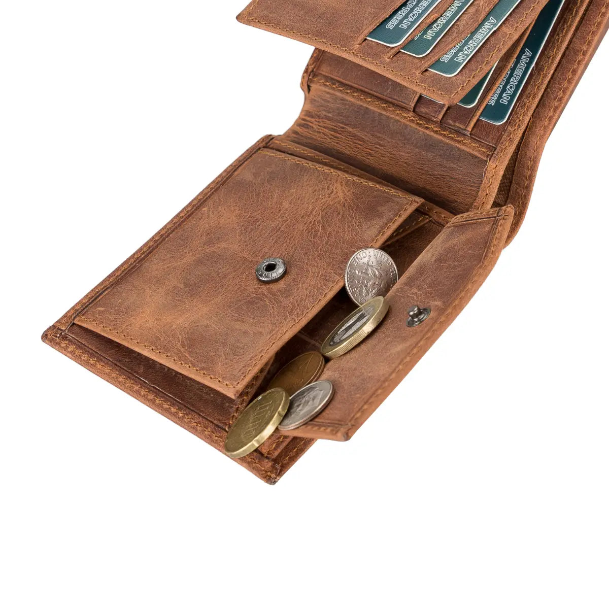 Ranger Trifold Leather Wallet-Distressed Brown
