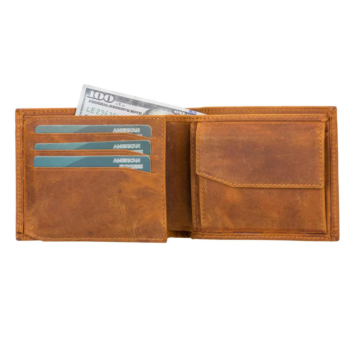 Ranger Trifold Leather Wallet-Camel Brown