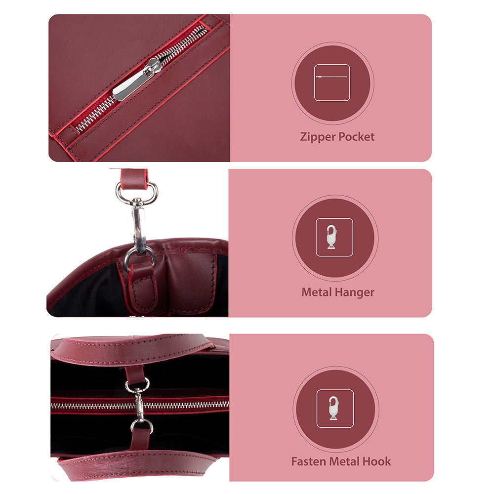 Valetto Leather Tote Bag - Bordeaux