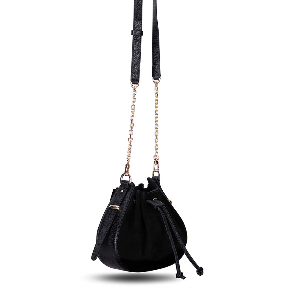 Valentina Women's Suede Leather Bag - Black