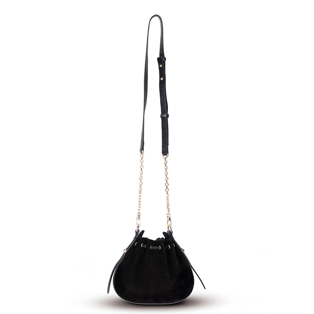 Valentina Women's Suede Leather Bag - Black