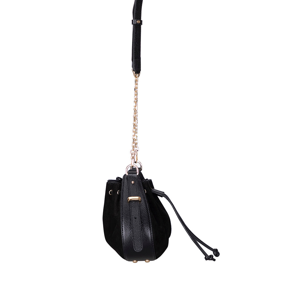 Valentina Women's Suede Leather Bag - Black
