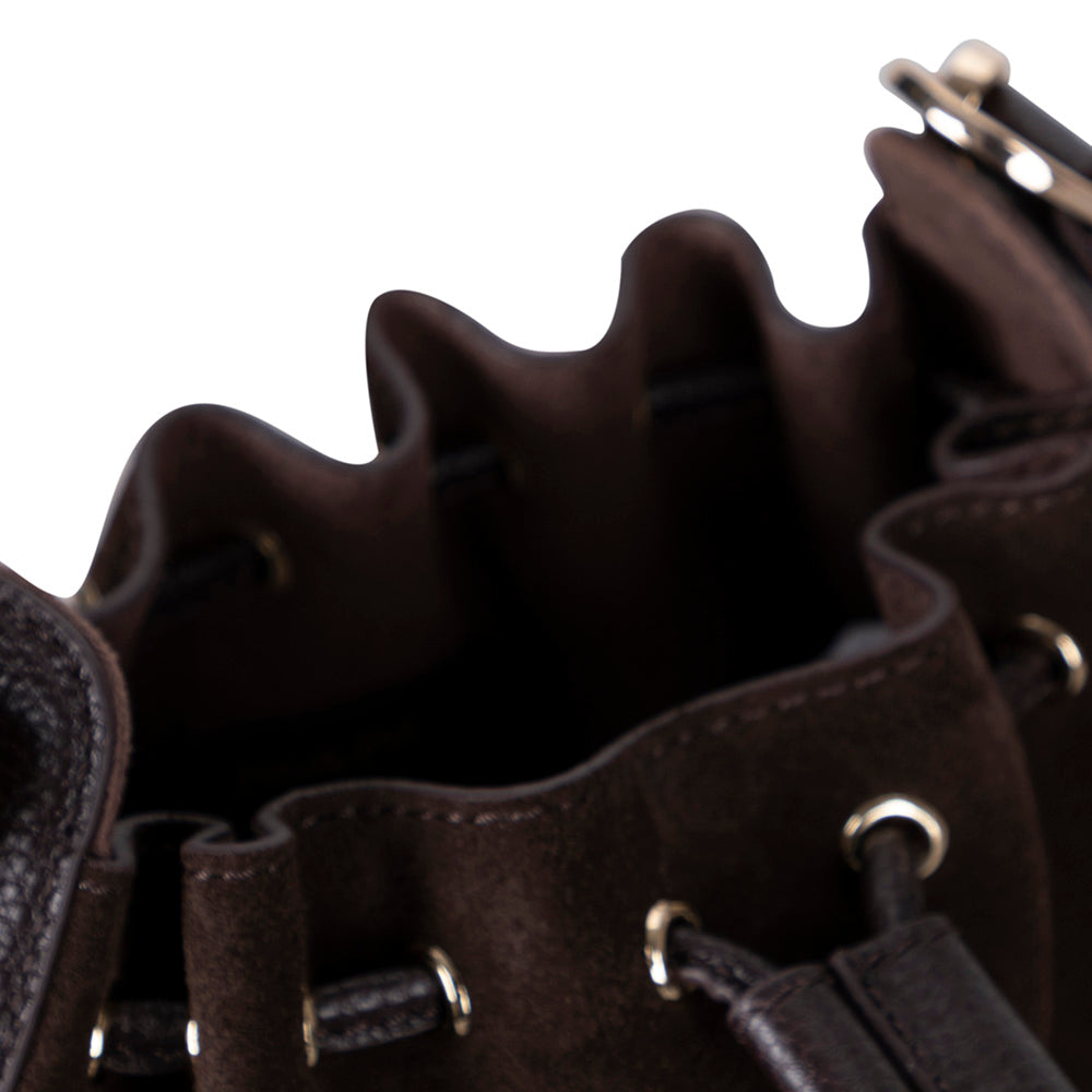 Valentina Women's Suede Leather Bag - Brown