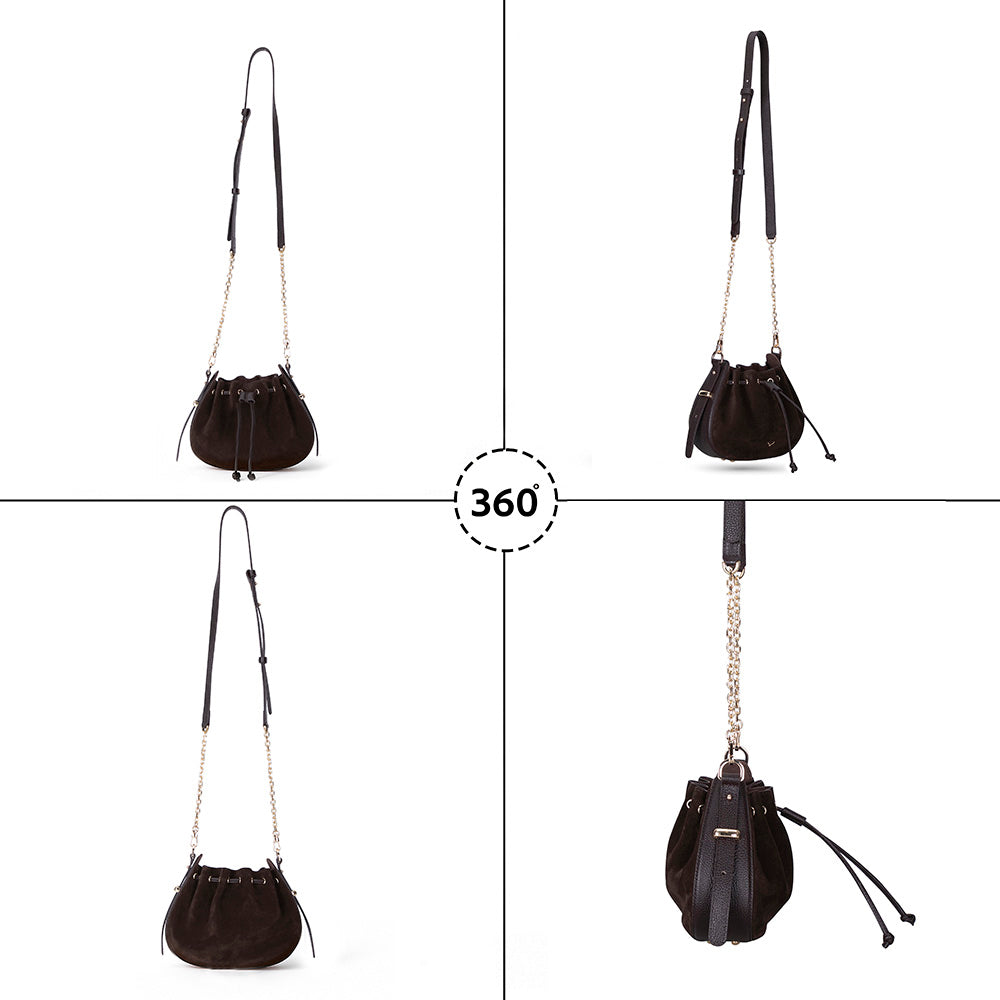 Valentina Women's Suede Leather Bag - Brown