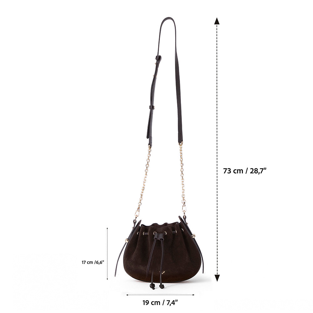 Valentina Women's Suede Leather Bag - Brown