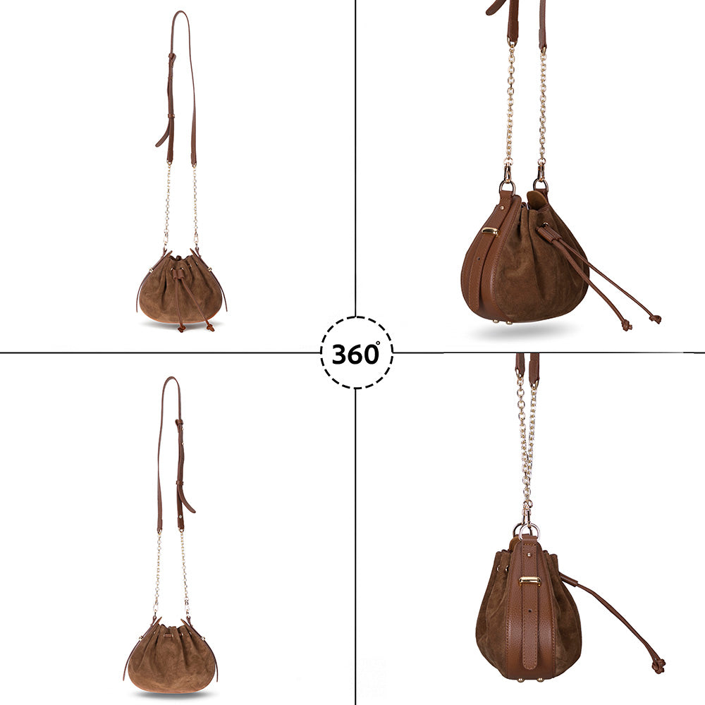Valentina Women's Suede Leather Bag - Tan