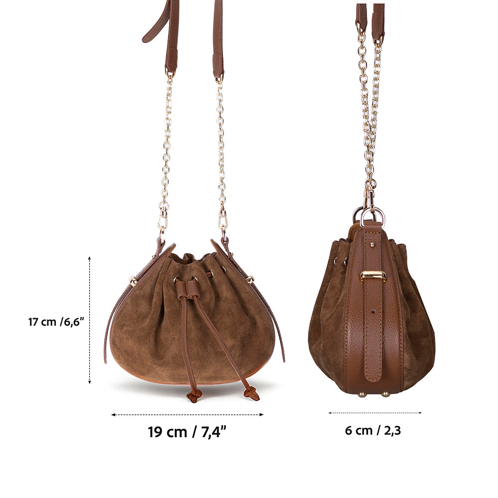 Valentina Women's Suede Leather Bag - Tan