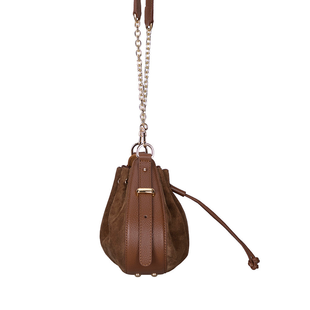 Valentina Women's Suede Leather Bag - Tan