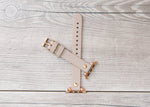 Gray-Beige Slim Full Grain Leather Band (Gold Rivet)
