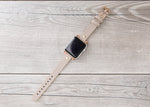 Gray-Beige Slim Full Grain Leather Band (Gold Rivet)