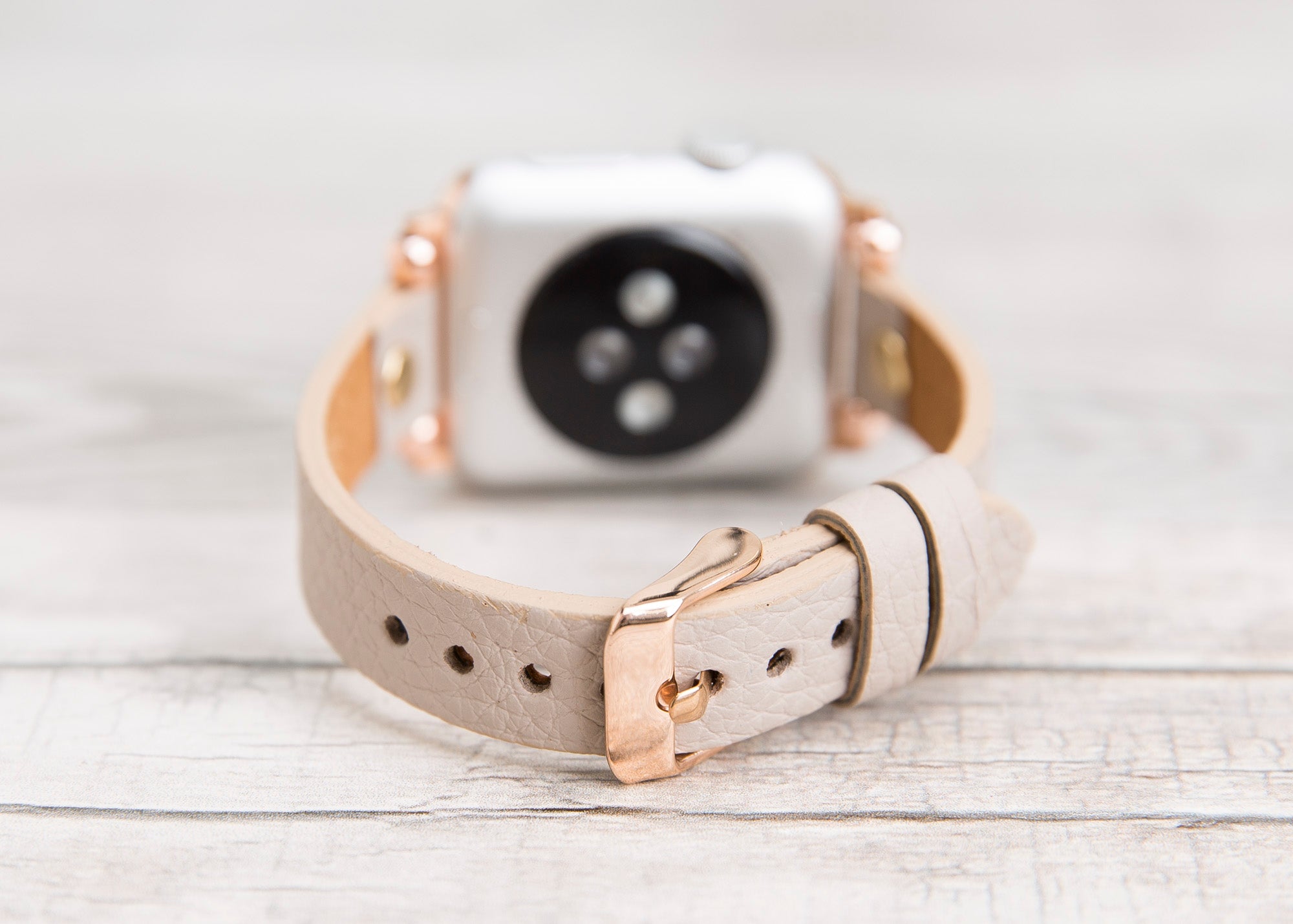 Beige leather apple watch band online